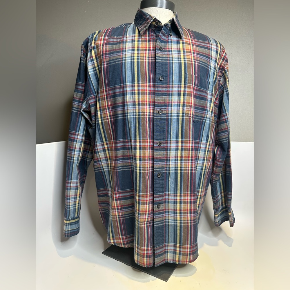 Arrow Men's Multicolor Plaid Button-Down Shirt - Blue, Red, Yellow